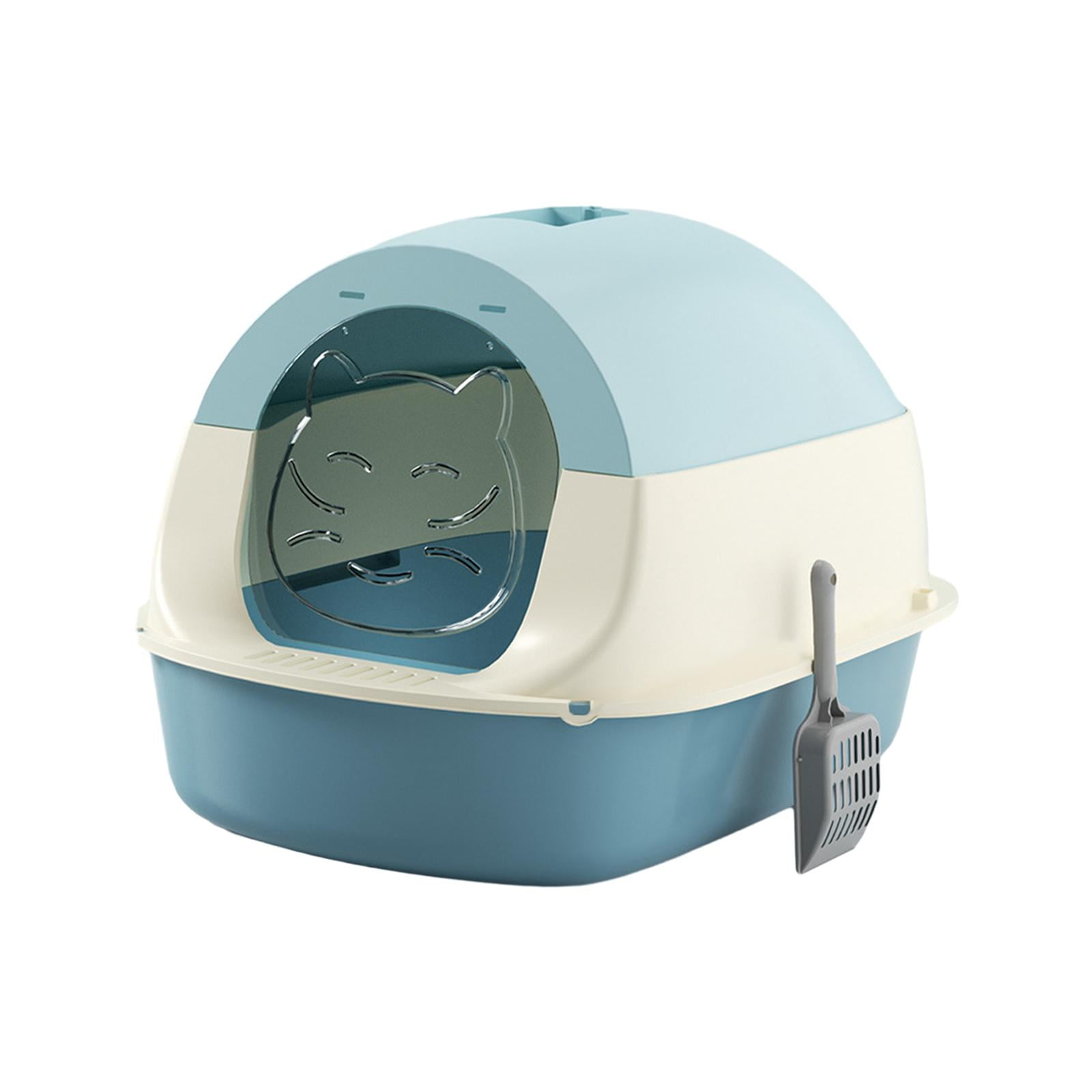 Bvdfgk Hooded Cat Litter Box Enclosed Cat Litter Box Easy to Clean Pet Supplies Sandbox blue