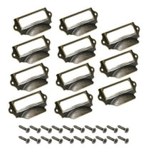 Label Holder Pull Handles Vintage Iron Bronze Tone 90x41mm 10 Pcs w Screws