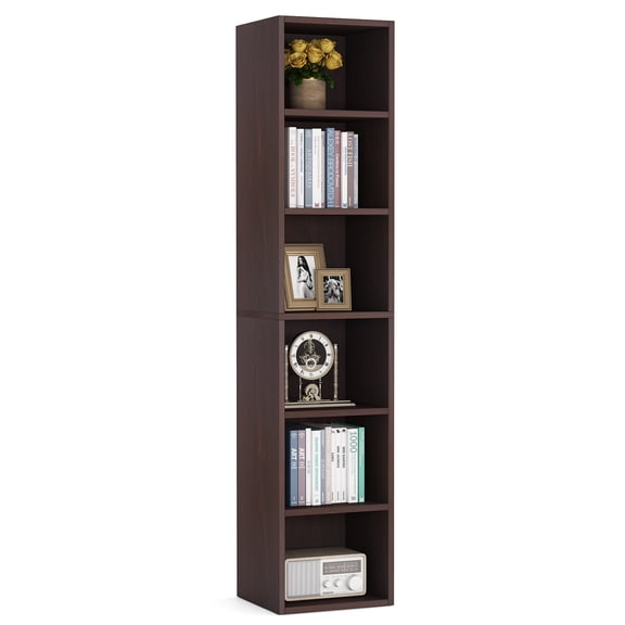 Fnova 70.9" Tall Narrow Storage Shelf Unit, 6-Tier Cube Slim Corner Organizer for Living Room Bedroom Home Office