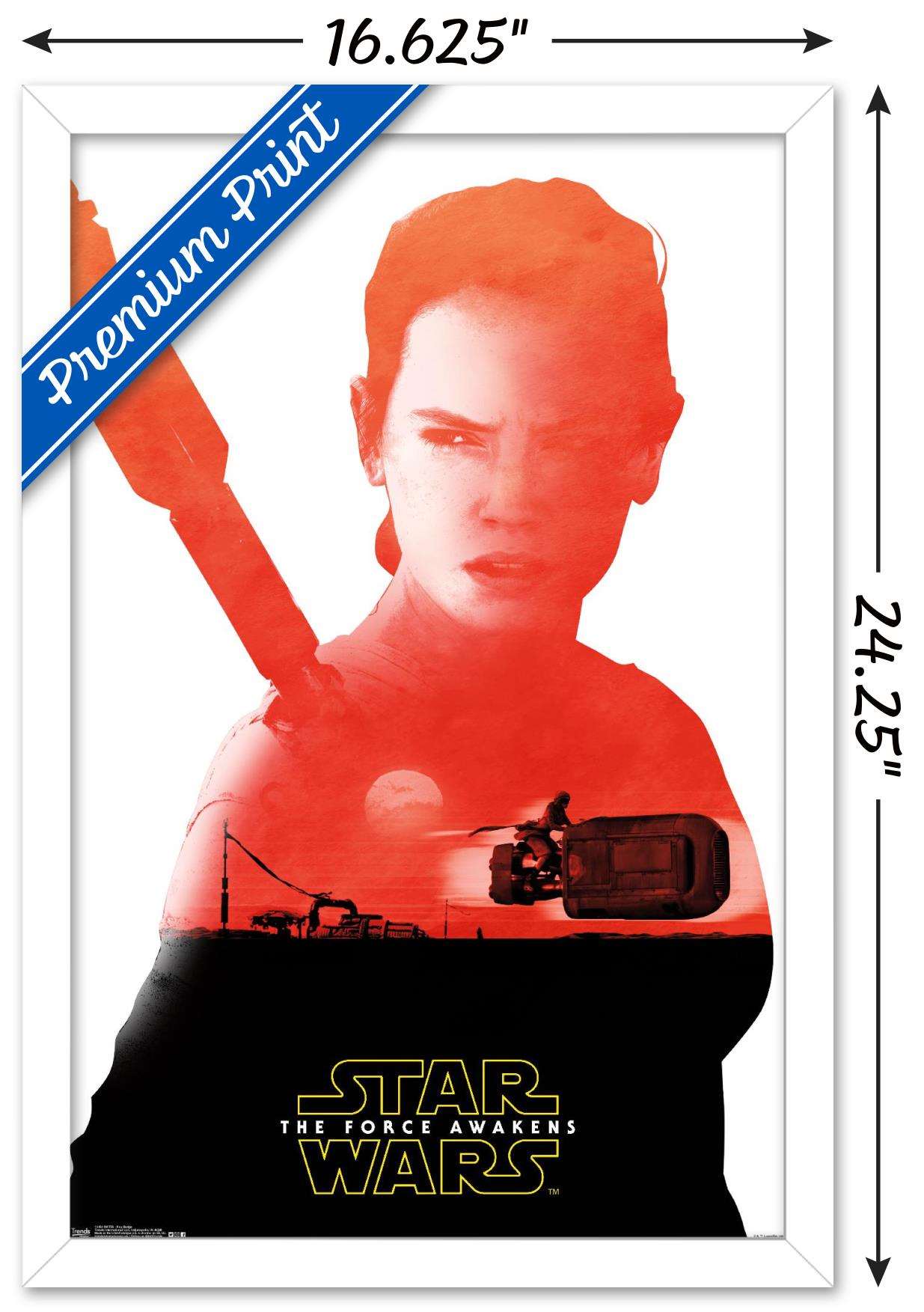 Star Wars: The Force Awakens - Rey Badge Wall Poster, 14.725" x 22.375", Framed