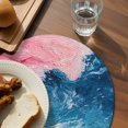 thumbnail image 4 of Round Placemats Blue Pink Ocean Waves 15 inch Set of 6 Table Mats for Dining Table Abstract Beach Heat Resistant Non-Slip Kitchen & Home Decorative Place Mat Set, 4 of 8