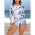 thumbnail image 1 of Charmo Women's One Piece Rashguard Swimsuit Floral Zip Front Surfing Shirt Sun Protection, 1 of 5
