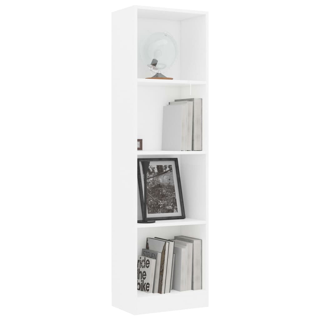 Kepooman 4 Layer Modern Floor Cabinet, Home Open Book Cabinet for Study Room, Side Corner Storage Cabinet for Living Room, White Kepooman 4 Layer Modern Floor Cabinet, Home Open Book Cabinet for Study Room, Side Corner Storage Cabinet for Living Room, White