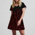 thumbnail image 6 of Uaswgudfs ​Women's Short Sleeve V-Neck Midi Dress​ - Chic A-Line Summer Casual Style with Botanical Leaf Motif & Decorative Pockets Red M, 6 of 7