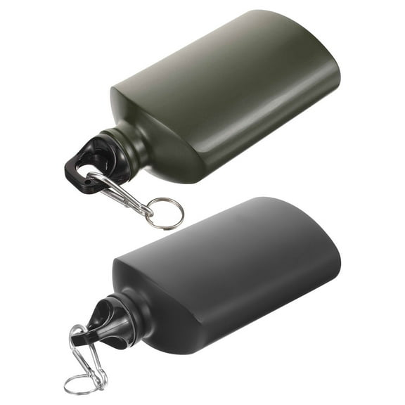Niceauty 2Pcs Flat Aluminum Flask Water Leak-Proof Portable Hydration Bottles for Field Exercises Hiking