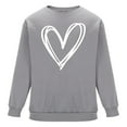 thumbnail image 4 of Graphic Sweatshirts For Men - Hearted-Printed Crewneck Casual Fashion Fall Sweatshirt Loose Fit Pullover Daily Tops Gray S, 4 of 6