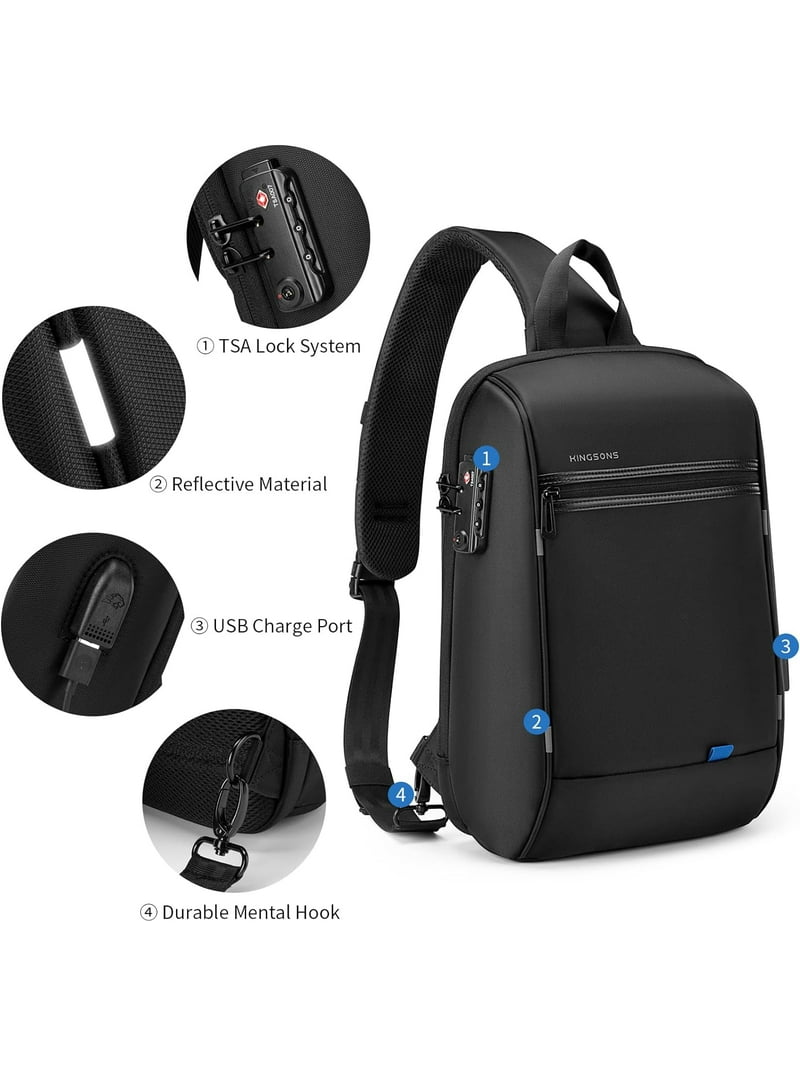 Kingsons Anti-Theft Laptop Sling Backpack - 13 Inch, Waterproof