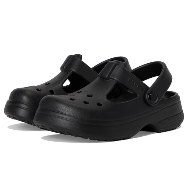 Zuecos Clásicos Mary Jane para Niños Crocs Impermeables EVA Negro Talla 8