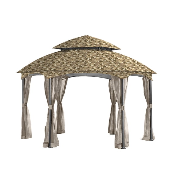 Garden Winds Replacement Canopy Top Cover for the Heritage Hexagon Gazebo -Standard 350 - Camo Sand