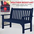 thumbnail image 6 of Garden Bench, Farmhouse Park Front Porch for Entryway Bench Outdoor Seating Low Bench Patio Bench Outside/Indoor, Navy Blue, 6 of 14
