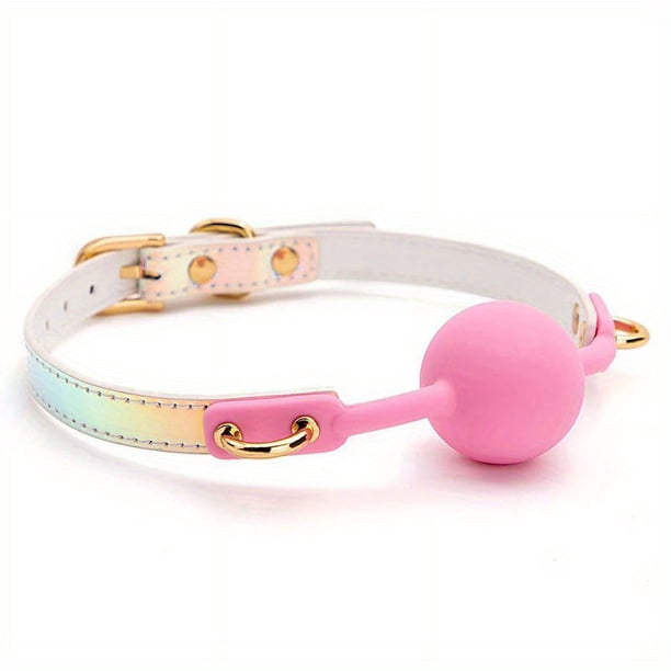 1pc BDSM Couples Bondage Mouth Gag - Soft Silicone Ball Gag with PU Leather Band for Oral Fixation and Sex Toys