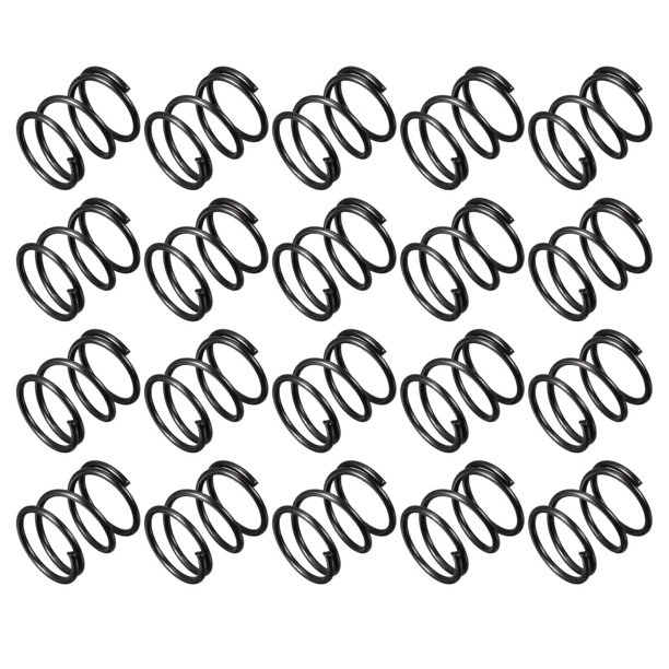 Resorte de compresión, diámetro de alambre de 1.2 mm, diámetro exterior de 14 mm, longitud libre de 15 mm, negro, 20 piezas