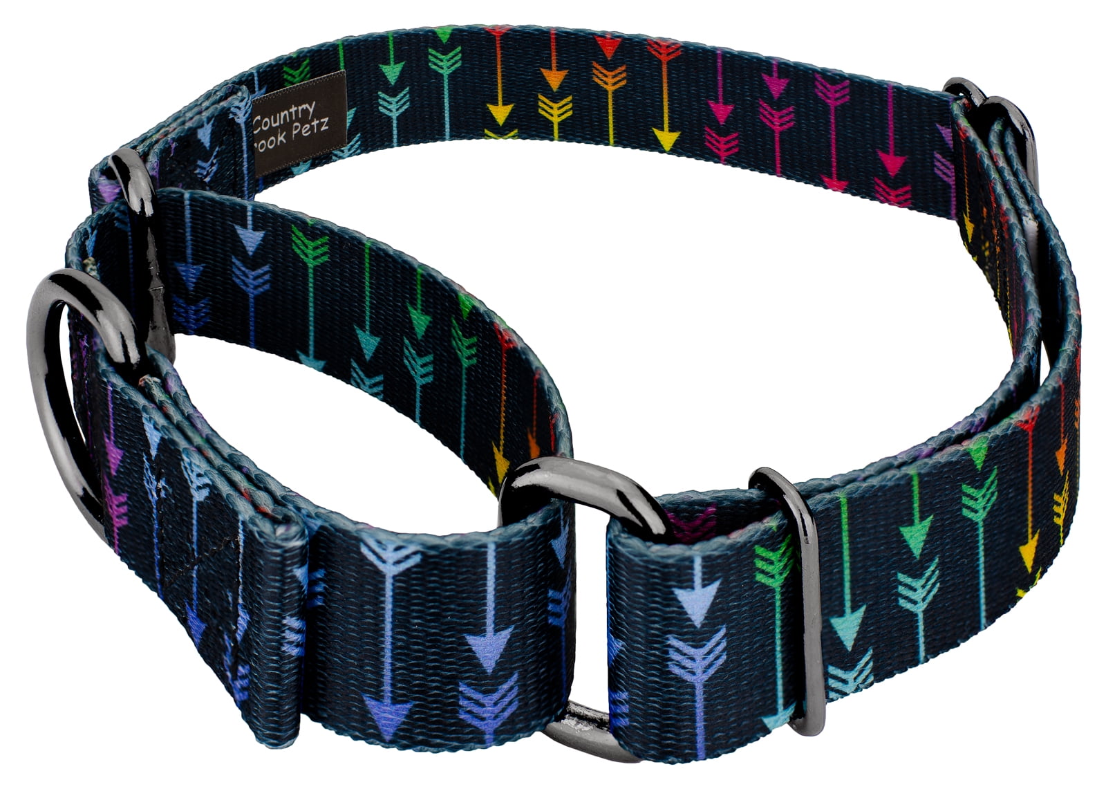 Country Brook Petz® Colorful Arrows Gunmetal Martingale Dog Collar and Leash, Small