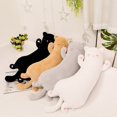 thumbnail image 2 of Peluche de gato negro peludo, juguete de dibujos animados de gatito soñoliento, muñeco de peluche suave kawaii, almohadas de abrazo para acompañar, regalos encantadores, 2 of 5