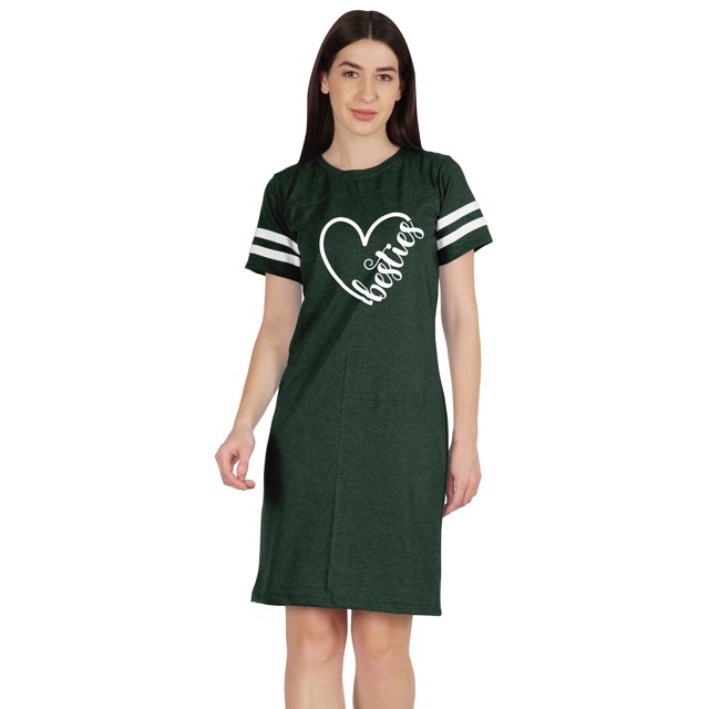 Inkmeso Besties Tunique Graphique T-Shirts Col Rond Robe Été Manches Courtes Hauts