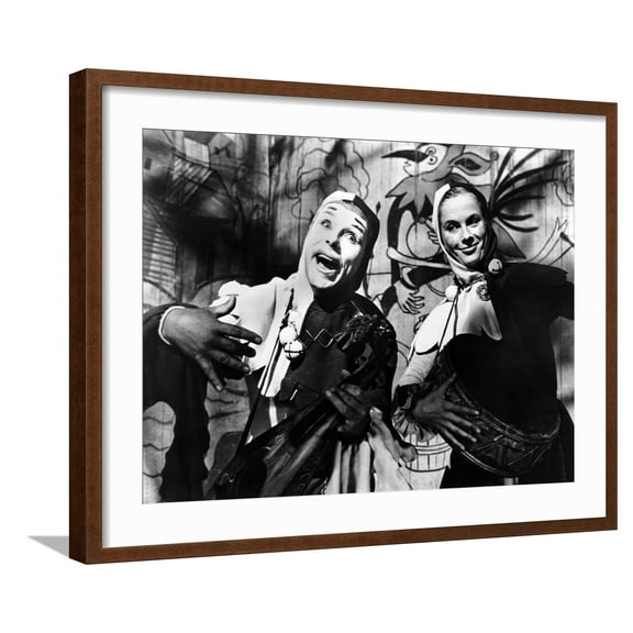 Art.com The Seventh Seal, Nils Poppe, Bibi Andersson 1957 Photo, Brown Frame Wall Art, 29" x 23"
