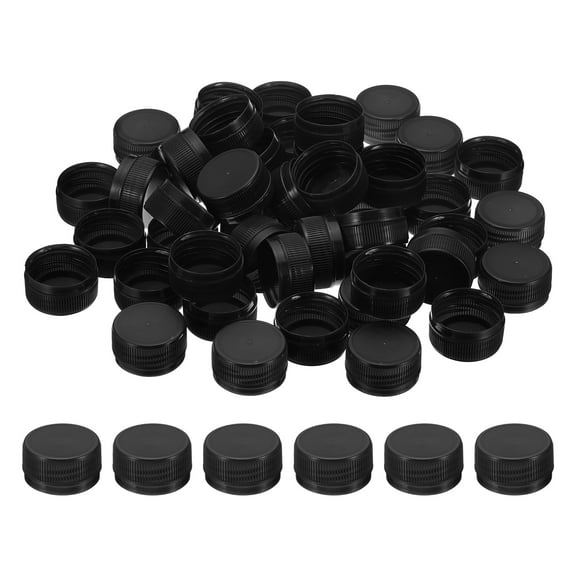 Uxcell 1.2inch Plastic Bottle Caps for Crafts, 50Pcs Bottle Screw Lids, Black