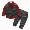 thumbnail image 2 of 2-3 Years Toddler Kids Boys Suit 3Pcs Set 12 18 Months 2T 3T 4T 5T 6T 7T Kids Long Sleeve Formal Dress Shirt with Bowtie Vest Pants Set Tuxedo Wedding Party Outfits Kids Boys Winter Outfits,Blue, 2 of 9