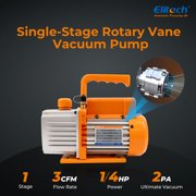 Elitech NVP-3 HVAC Vacuum Pump 3CFM 1.5L/S 1/4HP Single Stage Rotary Vane Air Vacuum Pump for HVAC and Refrigeration Systems, Durable and Easy to Maintain