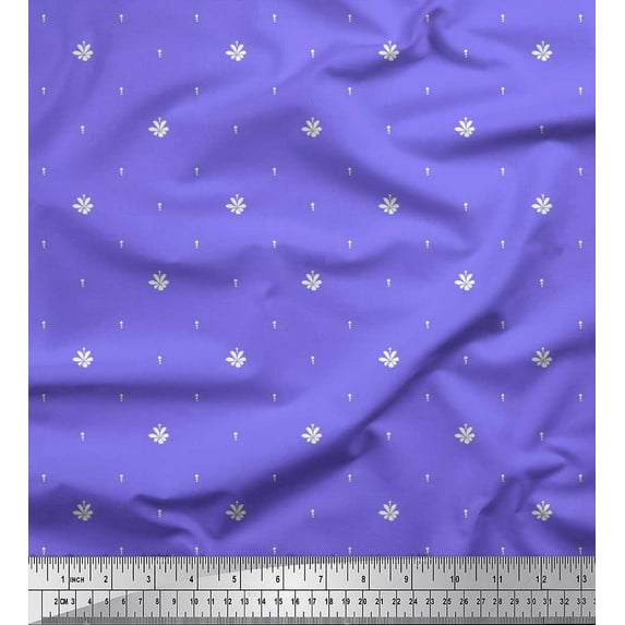 Soimoi Poly Georgette Fabric Dot & Floral Artistic Print Sewing Fabric Yard 42 Inch Wide