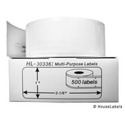 20 Rolls; 500 Labels per Roll of DYMO-Compatible 30336 Multipurpose Labels (1" x 2-1/8") -- BPA Free!
