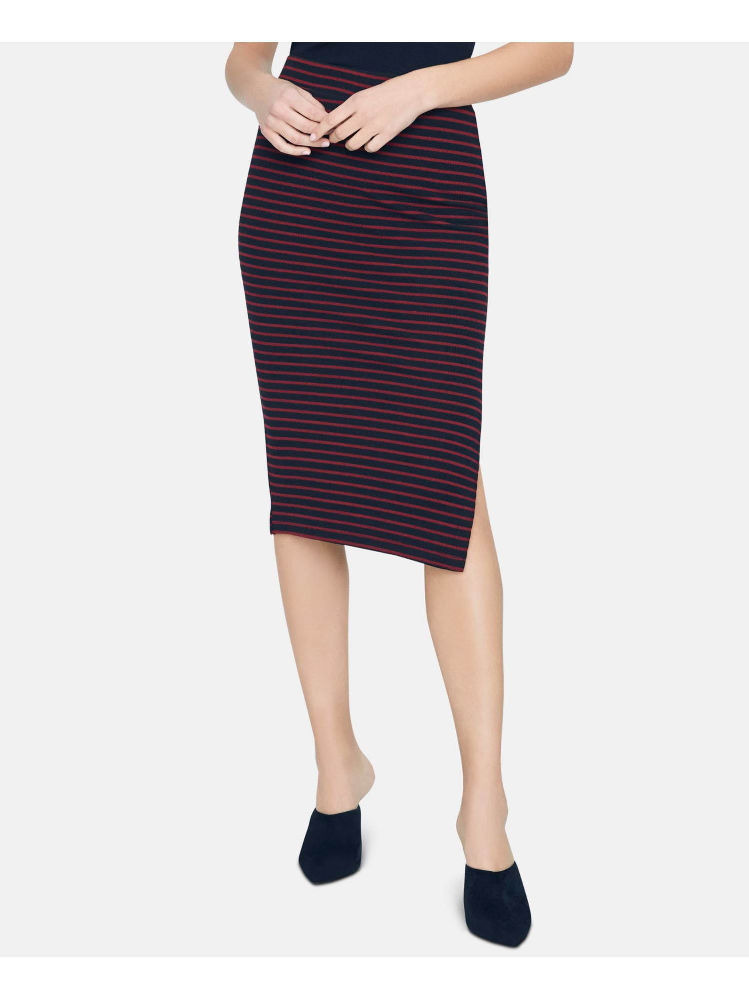 midi length pencil black skirt