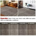 thumbnail image 3 of GlowSol 8'x10' Area Rugs for Living Room, Modern Abstract Area Rug Low Pile Non-Slip Geometric Stripes Carpet, Soft Foldable Bedroom Rug, Brown, 3 of 8