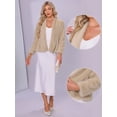 thumbnail image 2 of DARING DIVA Women's Faux Fur Long Sleeve Open Front Fluffy Jacket XS Champagne Gold, 2 of 6