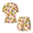 thumbnail image 6 of Wukai Hamburger Pizza Coke Women's Pajama Set,Short-Sleeve Top and Shorts with Elastic Waistband and Pockets for Loungewear, Yoga, and Casual Wear-Small, 6 of 8