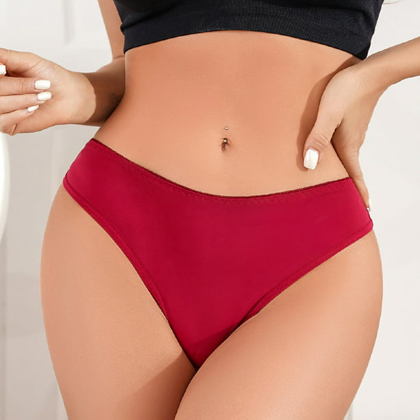 CAICJ98 Womens Underwear Women's Gossamer Mesh Low-Rise Thong Panty,Red 