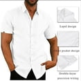thumbnail image 2 of Blotona Men's Button Down Dress Shirt Short Sleeve Casual Beach Tops Lapel Neck Solid Color Blouse, 2 of 4