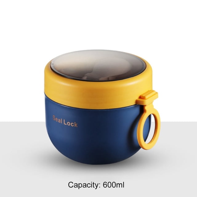 Taza de sopa portátil de acero inoxidable, fiambrera, contenedores de comida, frascos de vacío de forma linda, termo, calentamiento por microondas con cuchara