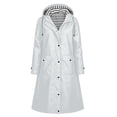 thumbnail image 4 of Staron Women's Long Hooded Waterproof Raincoat Lightweight Windproof Outdoor Travel Jacket with Pockets Adjustable Cuffs Casual Spring Fall Winter Coat White M, 4 of 6
