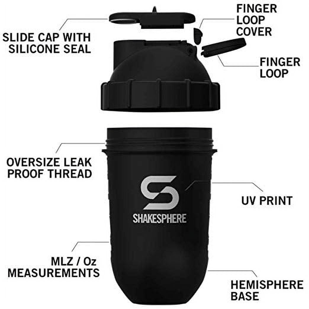 ShakeSphere Tumbler Steel Protein Shaker Bottle Keeps Hot Drinks Hot & Cold Drinks Cold 24 oz, Matte-Black