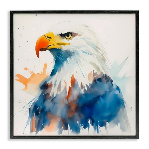 Stupell Industries Eagle with Strong Gaze Animals & Insects Painting Black Framed Art Print Wall Art, 12 x 12
