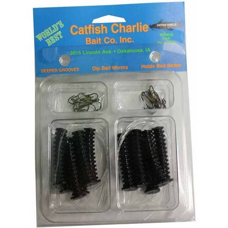 Catfish Charlie Dip Bait Rigged Worms, 12pk (Best Catfish Dip Bait)