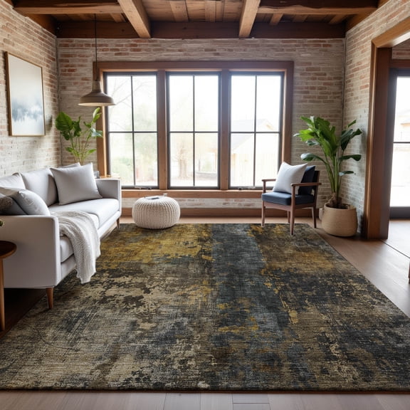 Addison Rugs Mayfield Premium Machine Washable Transitional Stripes Gray Rectangle Rug, 5' x 7'6"