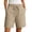 Khaki, variant on HBYJLZYG Women's High Waisted Drawstring Shorts with Pockets, Relaxed Fit Cotton Linen Blend Casual Summer Shorts with Cuffed Hem for Everyday Wear