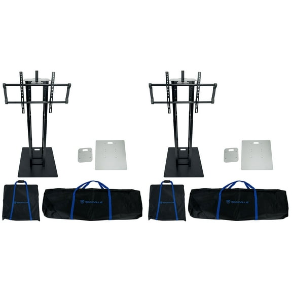 (2) Rockville RTP33-TV Black or White Totem DJ Speaker/Lighting Stands TV Mounts