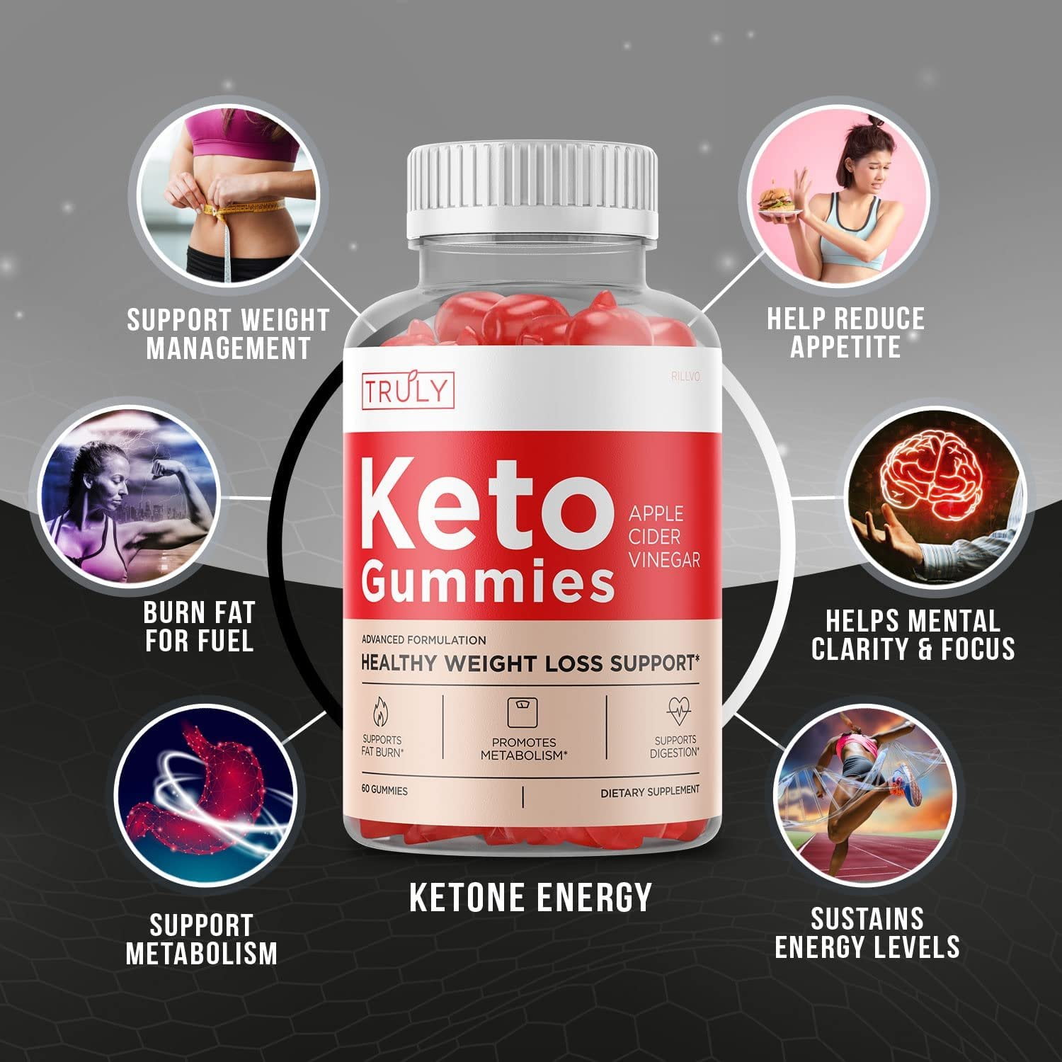 2 Pack Truly Ketos Gummies, Truly Ketos ACV Gummies 120 Gummies