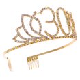 thumbnail image 1 of LEEYNEER Girl‘s 30th Birthday Tiara Crystal Rhinestone Birthday Tiara Queen Crowns Headband with Hair Combs Clip for 30th Birthday Party Prom Decorations ( ), 1 of 8