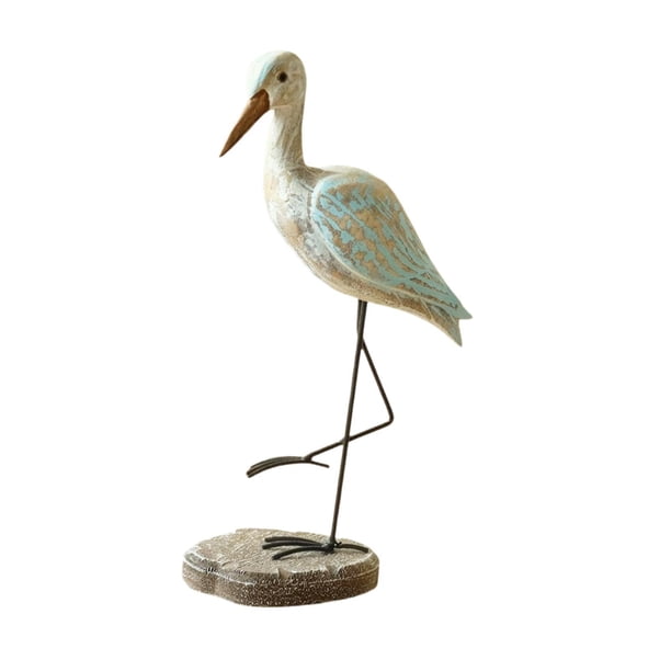 Figura de pájaro marino de madera con base, adorno coleccionable mediterráneo para centro de mesa, estante, armario, chimenea, decoración