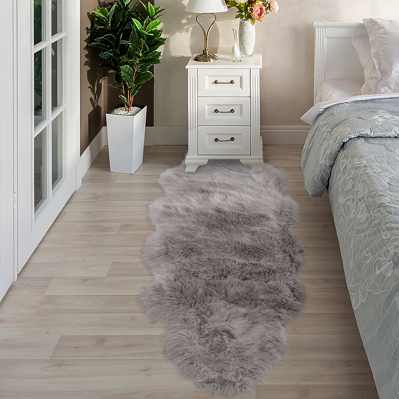 CAROMIO Fluffy Area Rug 2'x6' Faux Fur Sheepskin Rug Plush Shaggy