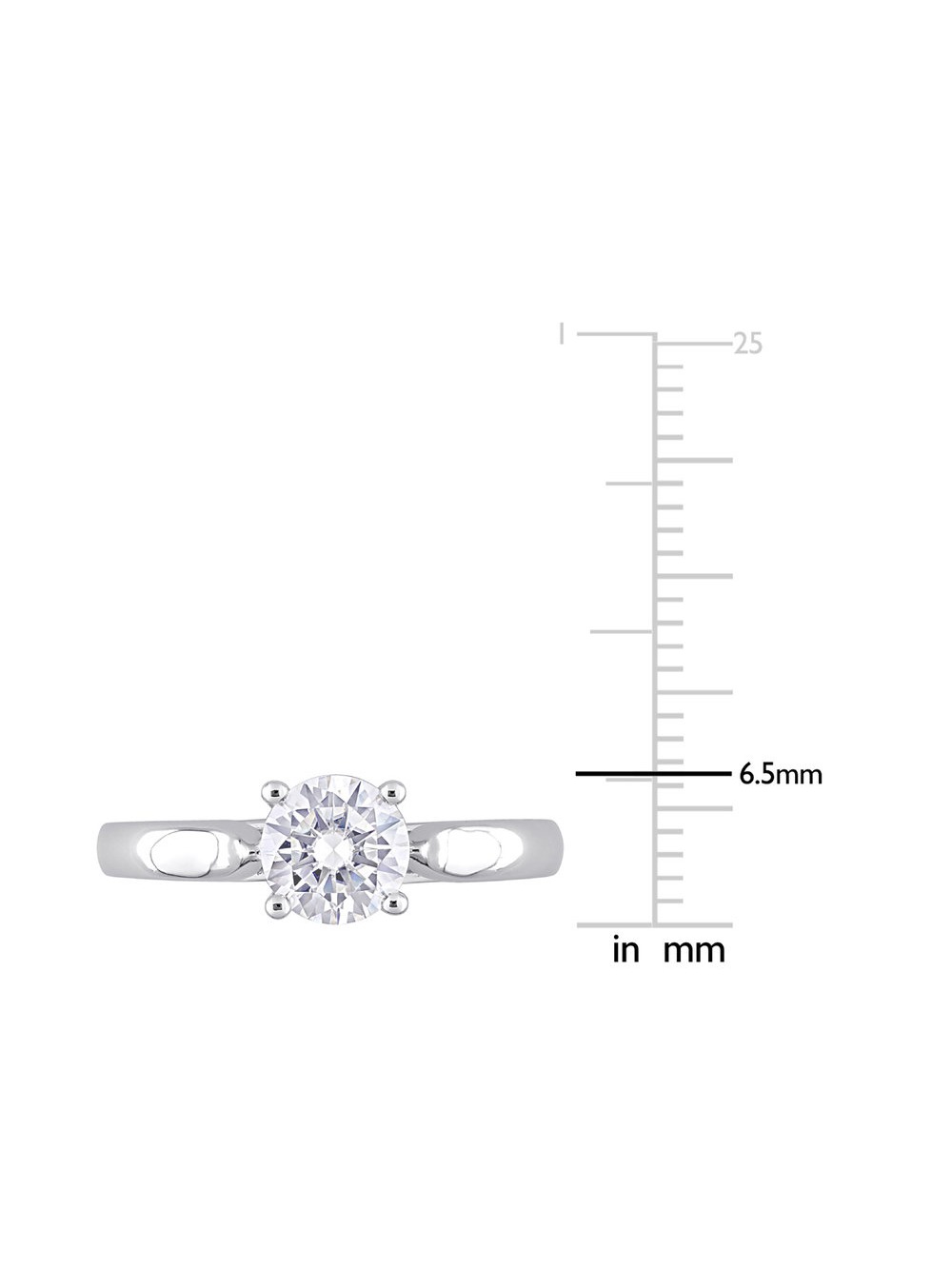 1.00 Carat (Ctw) Lab Created Solitaire Moissanite Engagement Ring in Sterling Silver for Women