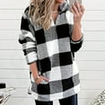 thumbnail image 2 of Zedker Fuzzy Fleece Sweatshirts for Women Quarter Zip Long Sleeve Fluffy Tops Casual Warm Plaid Pullover with Pocket, 2 of 10
