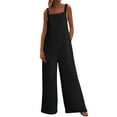 thumbnail image 1 of Cinvoph Combinaison d'Été pour Femmes Décontractée Col Carré Sans Manches Pantalon Large Long avec Poches, 1 of 1