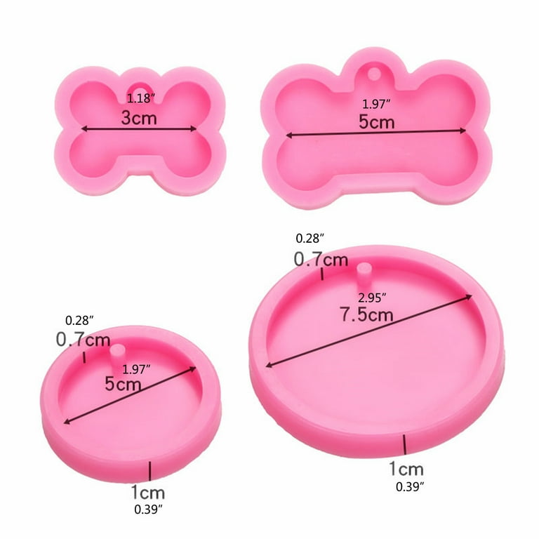 ✪ 6 Pieces Dog Tag Epoxy Resin Mold Circle Round Dogs Bone Pendant Silicone  Mould