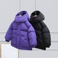 thumbnail image 4 of Ruyang Boys Girls Winter Down Coat Padded Warm Hooded Cotton Jacket Kids Zip Up Button Thermal Quilted Puffer Outwear, 4 of 6