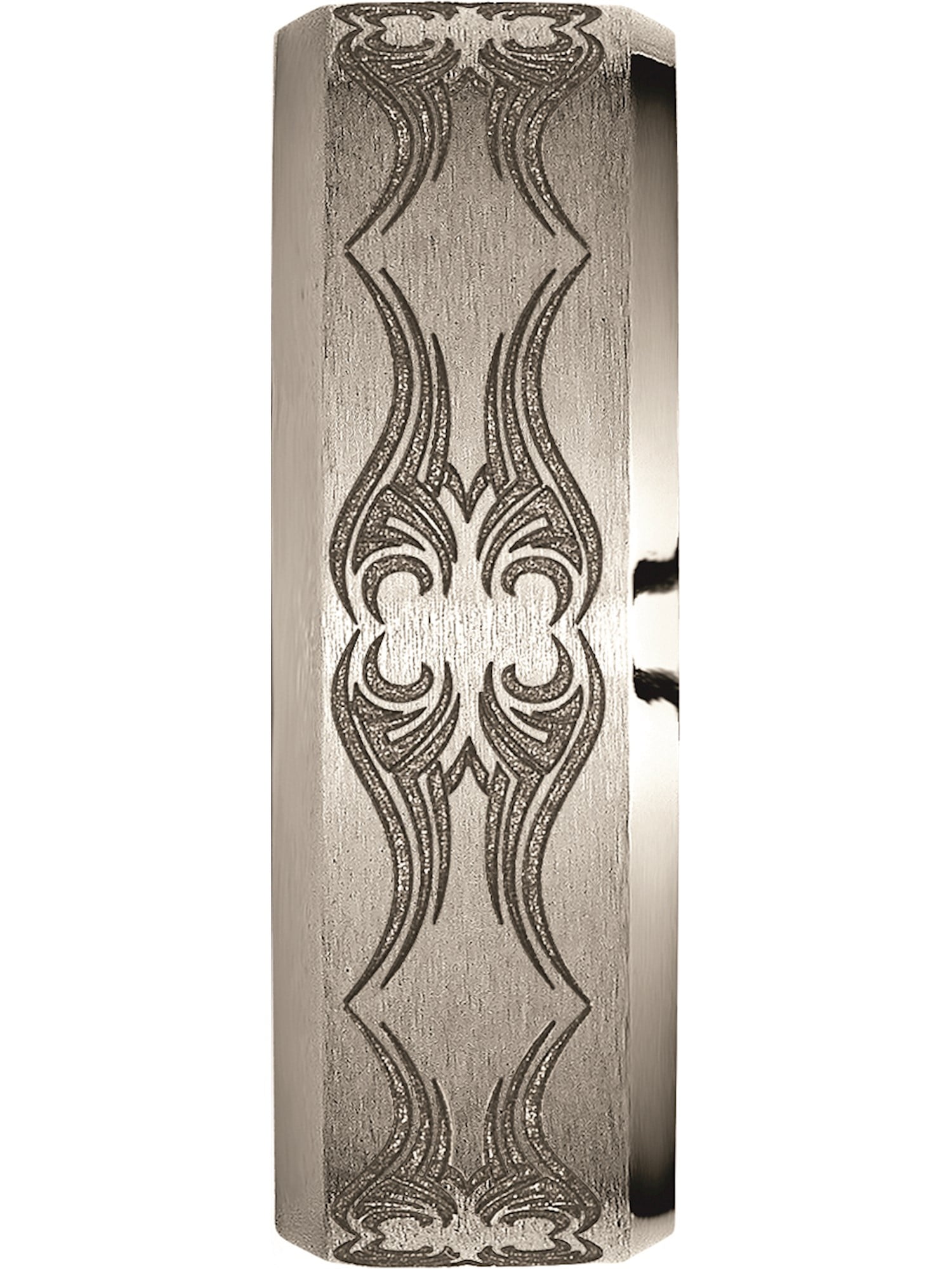 Titanium Beveled Edge 8mm Laser Design Brushed /& Polished Band