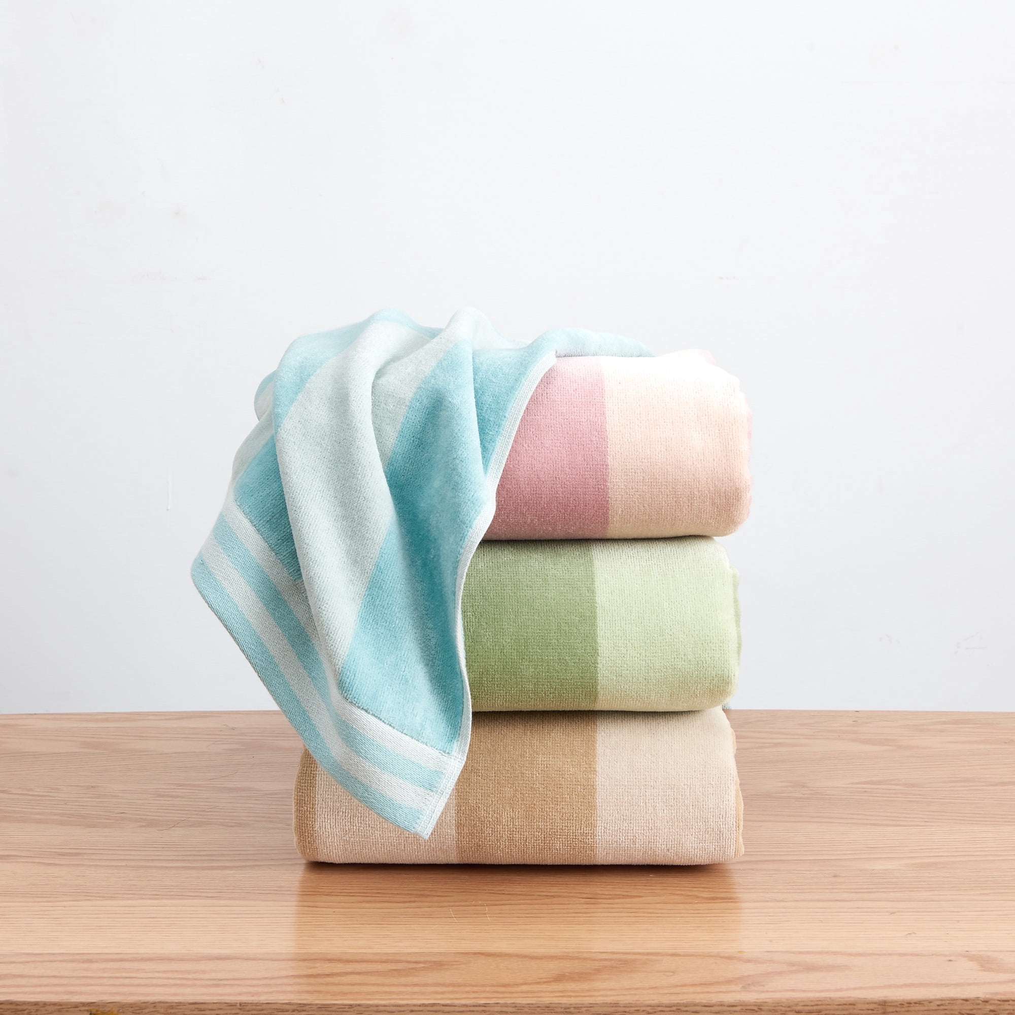 100% Cotton Cabana Stripe 4 Pack Beach & Pool Towels (4 Pack- 30" x 60", Dusty Rose)